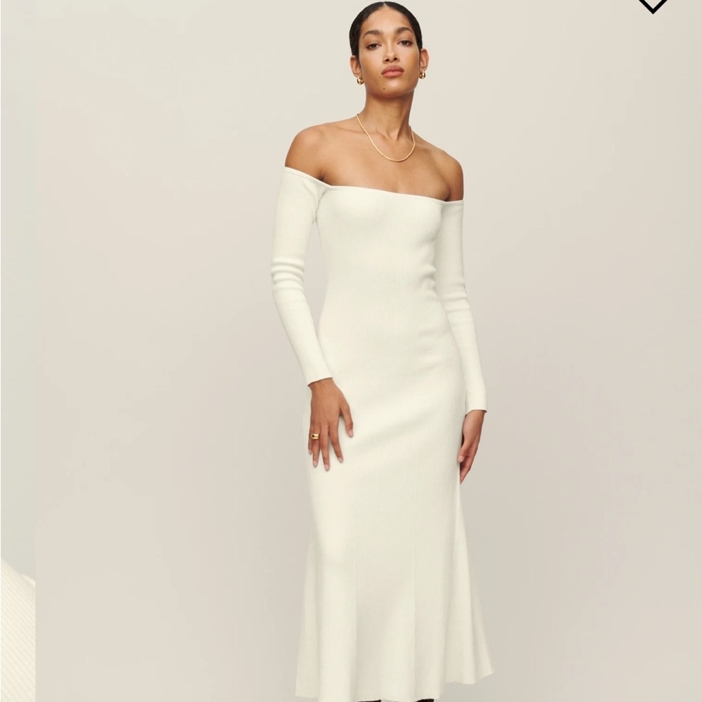 Reformation Symone Cotton Sweater Dress White